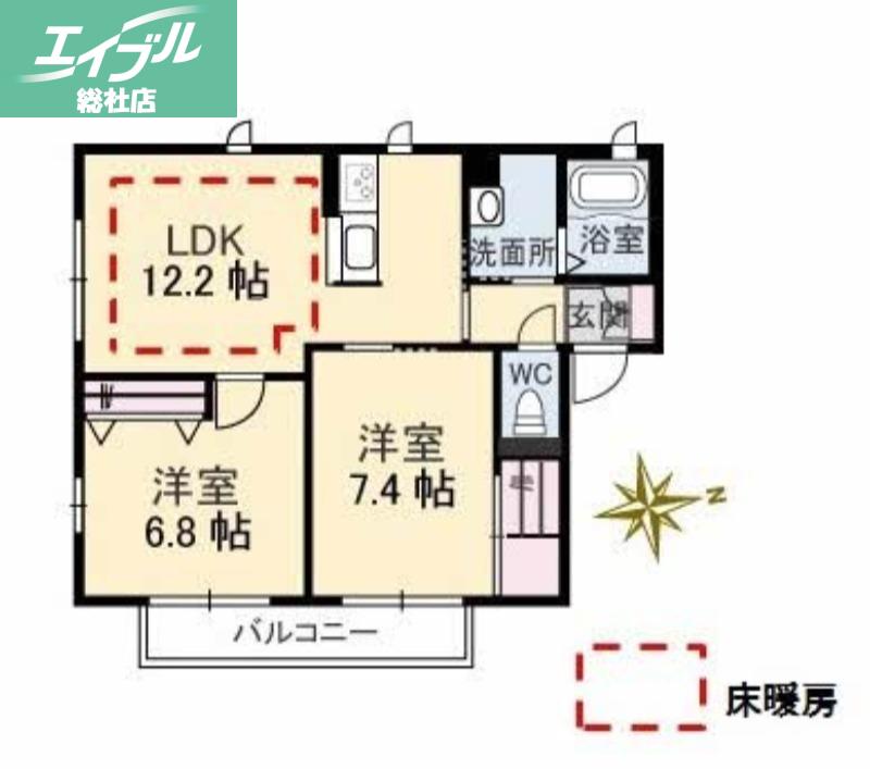 ジョリカIIIB棟(2LDK/1階)の間取り写真