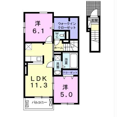 プロフーモ(2LDK/2階)の間取り写真
