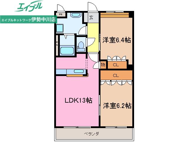 CASA RECUERDO(2LDK/1階)の間取り写真