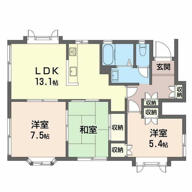 テラス東が丘(3LDK/1階)の間取り写真