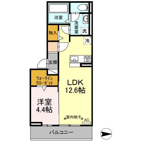 アンプルールK(1LDK/3階)の間取り写真