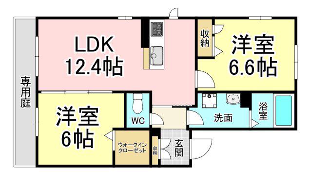 PRADO陣原 (2LDK/1階)の間取り写真