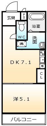 フジパレス堺なかもずI番館(1DK/1階)の間取り写真