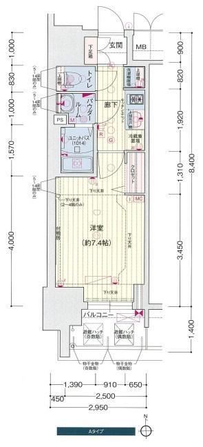 プレサンス桜通ベルノ(1K/2階)の間取り写真