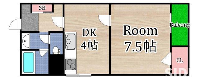 パーク沢瀉(1DK/5階)の間取り写真