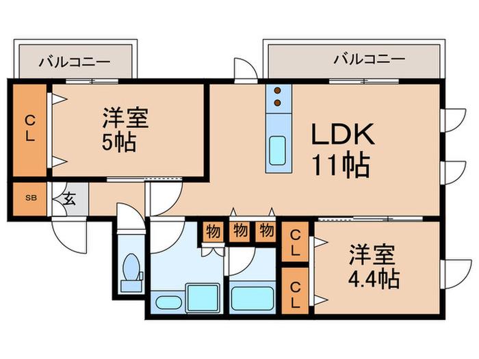 TRANQUILLITE(2LDK/3階)の間取り写真