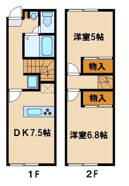 レオパレス柳戸(2DK/1階)の間取り写真