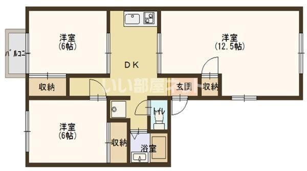 八王子ハイツ(3LDK/2階)の間取り写真