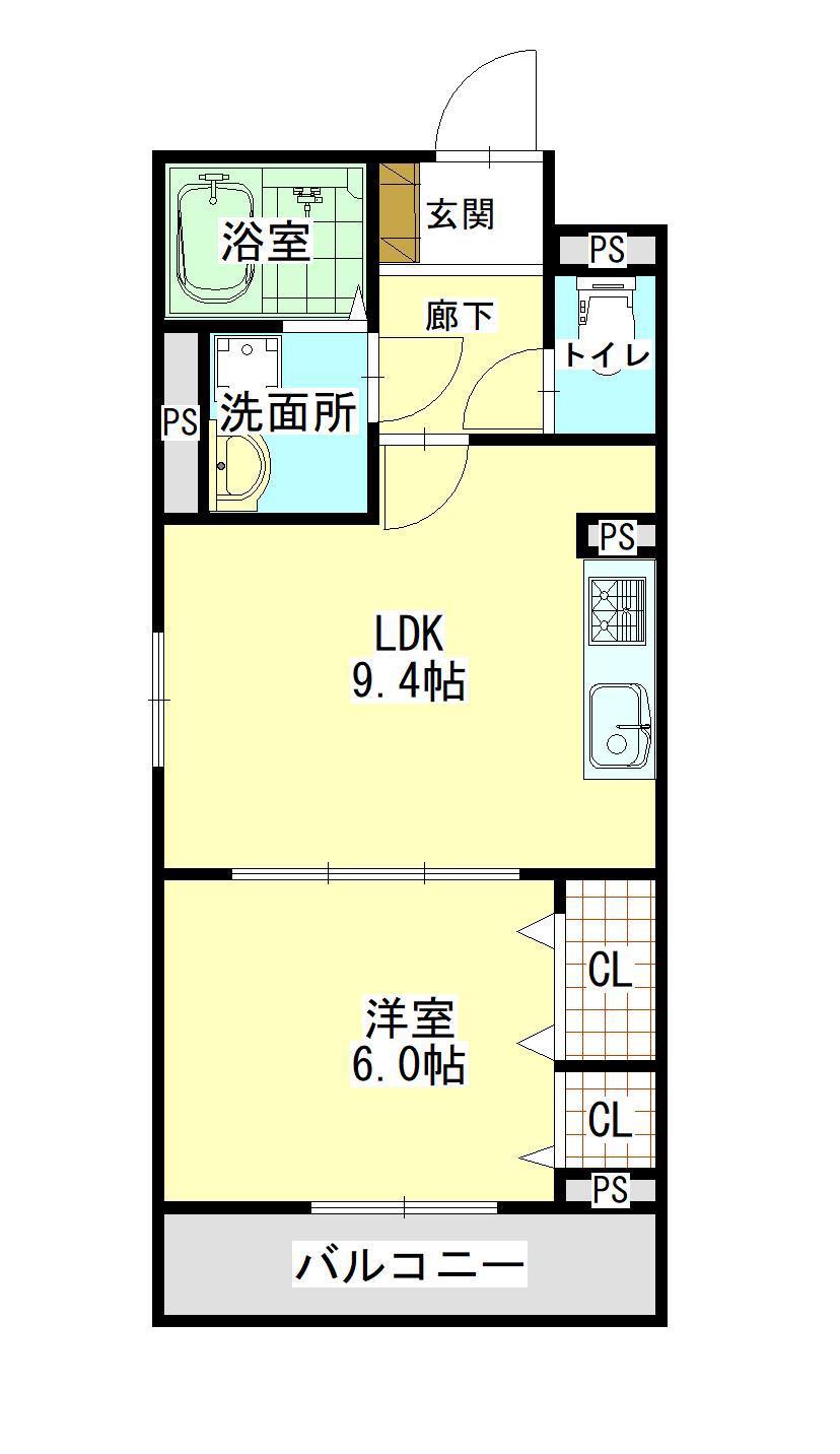 AMAGASUKA TERRACE(1LDK/3階)の間取り写真