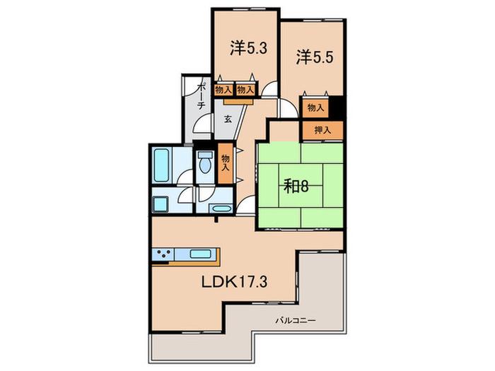 エルタウン学園6(3LDK/5階)の間取り写真