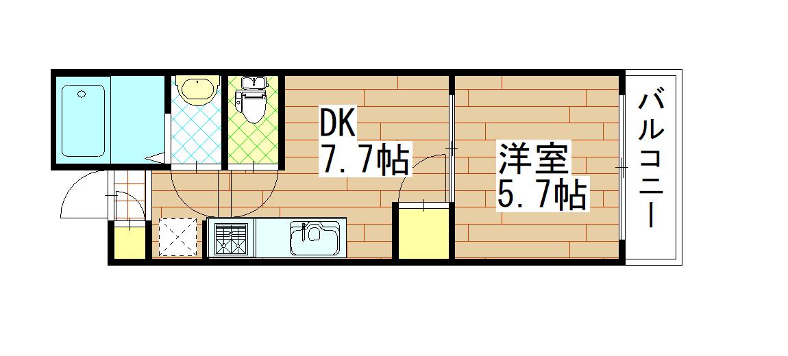 パンノワール榴岡(1DK/2階)の間取り写真