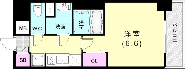 プレサンス THE神戸(1K/3階)の間取り写真