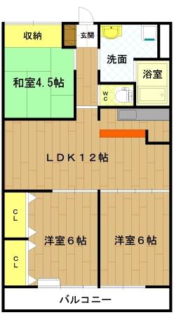 ハウプトブルク(3LDK/1階)の間取り写真
