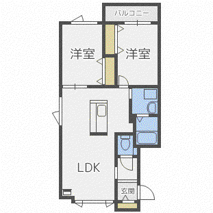 シェルピア西岡A棟(2LDK/2階)の間取り写真