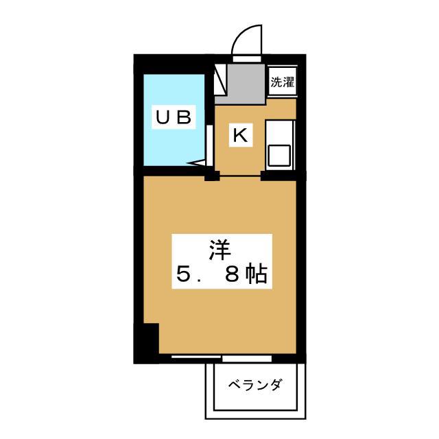 フレクションB(ワンルーム/2階)の間取り写真