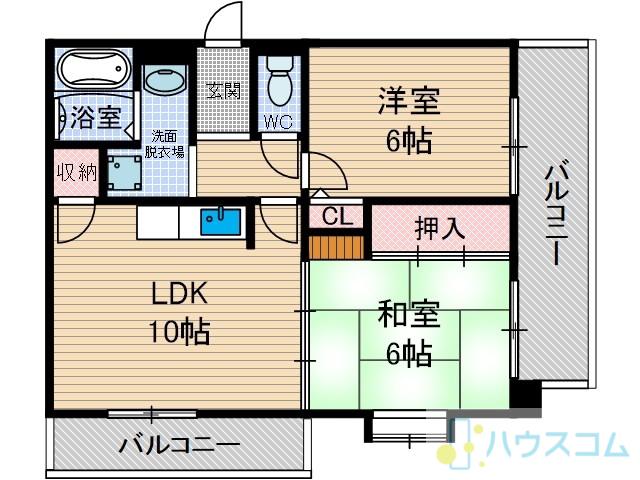 アズウェル(2LDK/2階)の間取り写真
