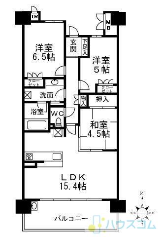 シャリエ茨木(3LDK/5階)の間取り写真