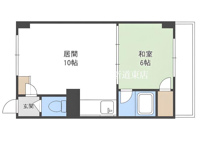 第2シンエービル(1DK/4階)の間取り写真