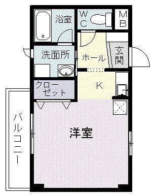 グリーンジャルダンM(ワンルーム/2階)の間取り写真