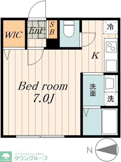 アルベ・フィオーリ北沢(1K/1階)の間取り写真