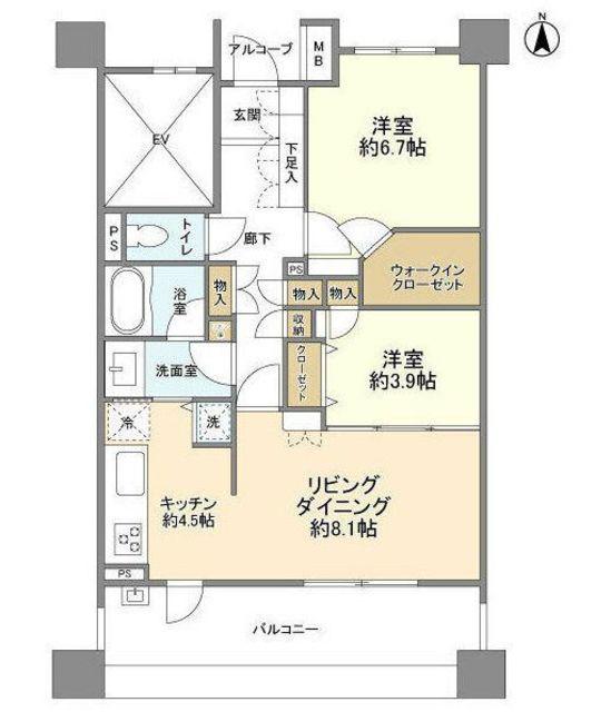 エルスール三鷹(2LDK/2階)の間取り写真
