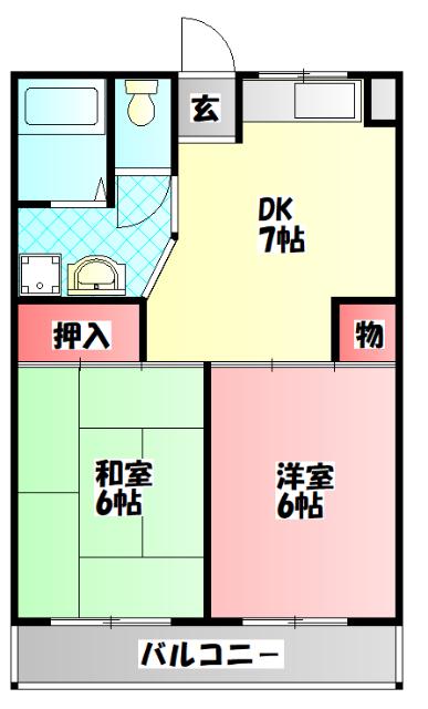 グリーンピア守口(2DK/4階)の間取り写真