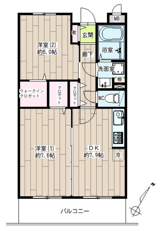 サークビルズIII(2DK/1階)の間取り写真