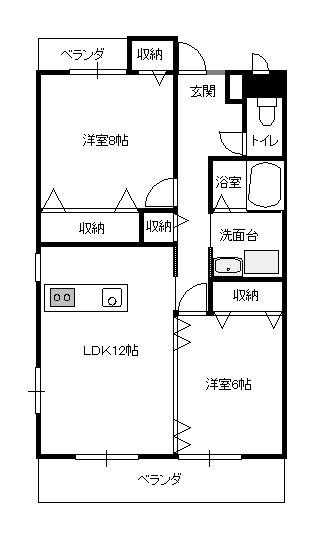 ロイヤルコンフォート(2LDK/2階)の間取り写真