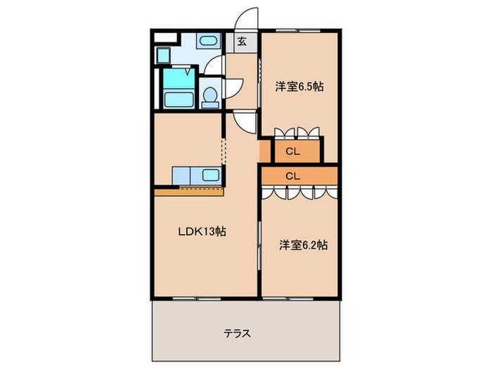サニーパレス新田(2LDK/1階)の間取り写真