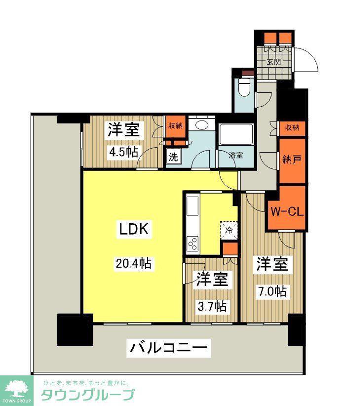 ブランズタワー橋本(3LDK/27階)の間取り写真