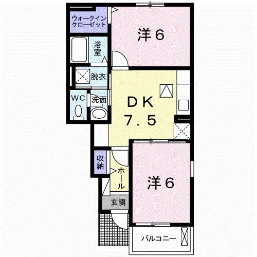 カレント(2DK/1階)の間取り写真