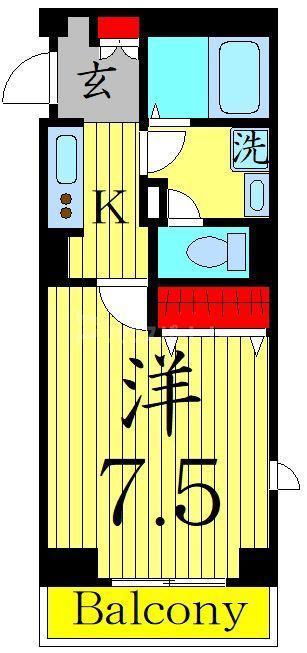ビューノ鐘ヶ淵(1K/4階)の間取り写真
