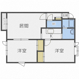 ハイツK(2LDK/1階)の間取り写真