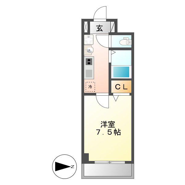 セントラルハイツ明野(1K/4階)の間取り写真