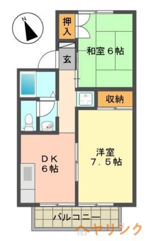 HAPPY VILLAGE(2DK/2階)の間取り写真