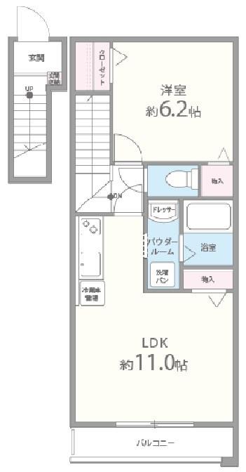 アグレアーブル(1LDK/2階)の間取り写真