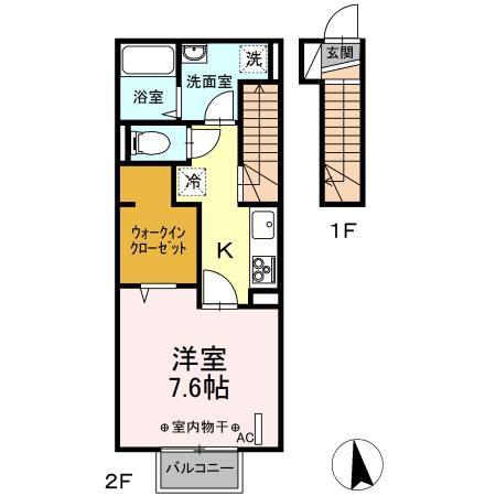 ノーブル(1K/2階)の間取り写真