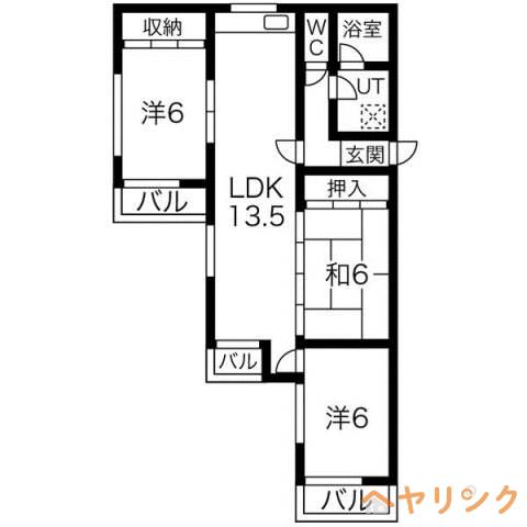 ロアール赤池(3LDK/2階)の間取り写真