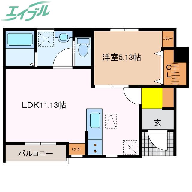 リーブルファイン日永(1LDK/1階)の間取り写真