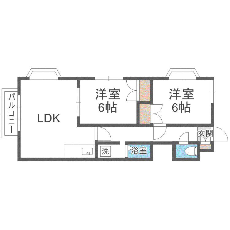 ドミール高木(2LDK/2階)の間取り写真