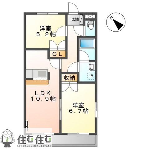 アプリコット宮上(2LDK/2階)の間取り写真