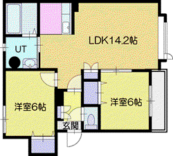 ノースフラットIII(2LDK/3階)の間取り写真