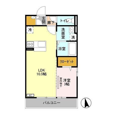 ライデンハイツII(1LDK/3階)の間取り写真