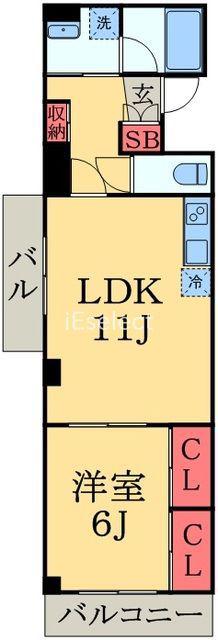 プレジール弁天(1LDK/4階)の間取り写真