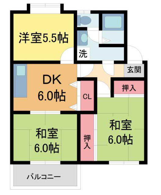 渋谷レジデンスI(3DK/1階)の間取り写真