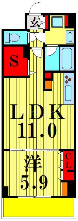 LUNAIRE六町(1LDK/1階)の間取り写真