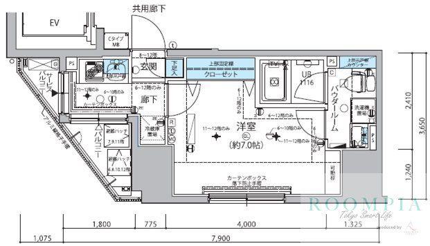 メインステージ信濃町 (1K/6階)の間取り写真