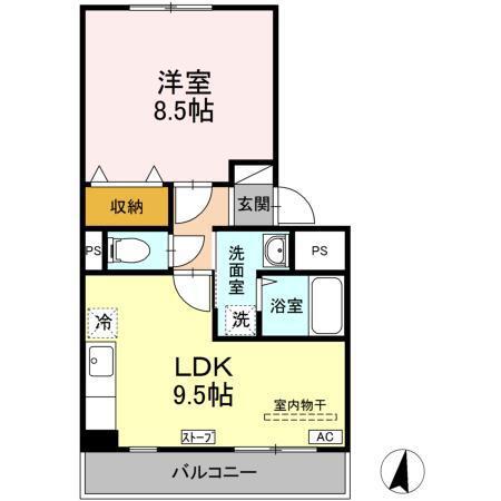 パシフィックレインボー(1LDK/2階)の間取り写真