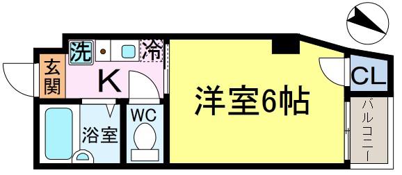 MTハイツ(1K/1階)の間取り写真