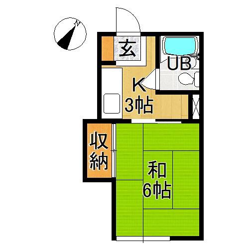 ハイネス松森B(1K/2階)の間取り写真